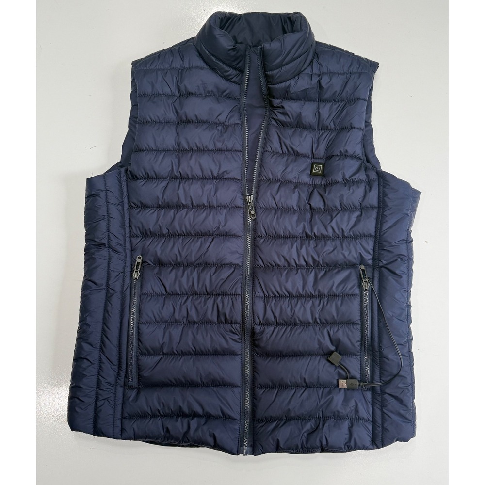 Latest Vogue Weathergear Oscillator Series USB Heated Puffer Vest Navy Blue L